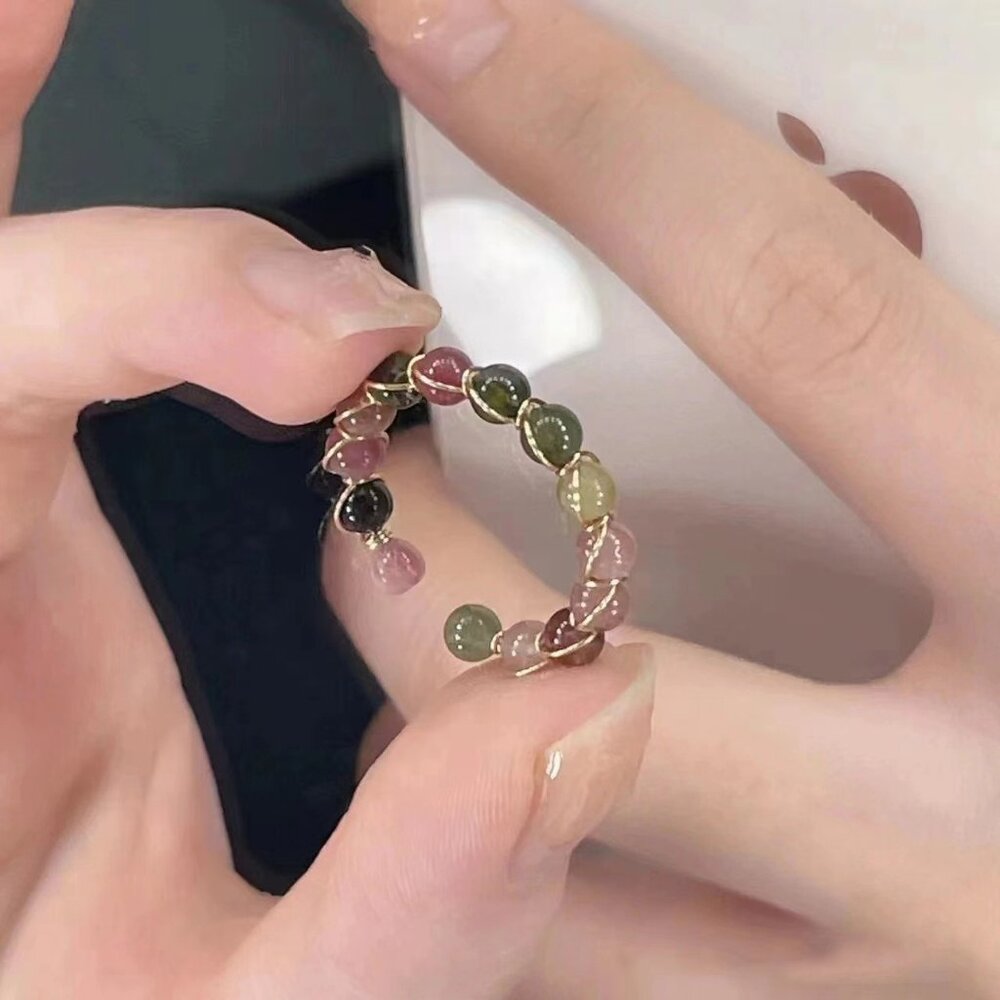 NEW Adjustable Tourmaline Rainbow Ring